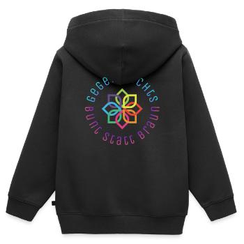 Gegen Rechts - Bunt statt Braun - Kinder Premium Organic Zip Hoodie - Schwarz - Hinten - AI Model Kid Male (0cm)