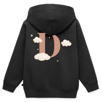 Buchstabe d bewölkt Sterne - Kinder Premium Organic Zip Hoodie - Schwarz - Hinten - AI Model Kid Male (0cm)