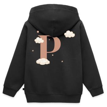 Buchstabe p bewölkt Sterne - Kinder Premium Organic Zip Hoodie - Schwarz - Hinten - AI Model Kid Male (0cm)