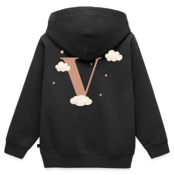 Buchstabe v bewölkt Sterne - Kinder Premium Organic Zip Hoodie - Schwarz - Hinten - AI Model Kid Male (0cm)
