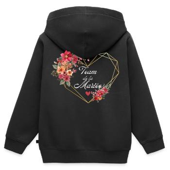 Brautteam Goldenes Herz Blumen - Kinder Premium Organic Zip Hoodie - Schwarz - Hinten - AI Model Kid Male (0cm)