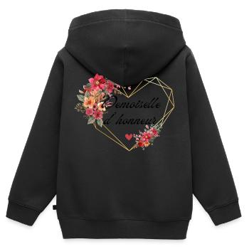 Brautjungfer Gold Herz Blumen - Kinder Premium Organic Zip Hoodie - Schwarz - Hinten - AI Model Kid Male (0cm)