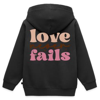 love never fails - Kinder Premium Organic Zip Hoodie - Schwarz - Hinten - AI Model Kid Male (0cm)