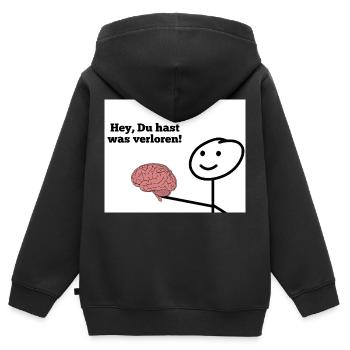 Hey, Du hast was verloren! - Kinder Premium Organic Zip Hoodie - Schwarz - Hinten - AI Model Kid Male (0cm)