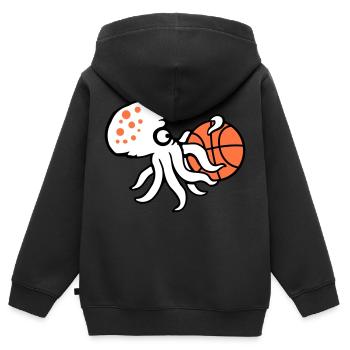 Oktopus Basketball spielen Ball halten Sport Hobby - Kinder Premium Organic Zip Hoodie - Schwarz - Hinten - AI Model Kid Male (0cm)