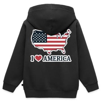 ICH LIEBE AMERIKA - Kinder Premium Organic Zip Hoodie - Schwarz - Hinten - AI Model Kid Male (0cm)