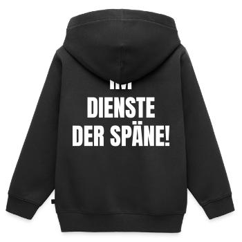 Au service des copeaux ! - Sweat Premium à capuche zippé enfant bio - noir - Dos - AI Model Kid Male (0cm)
