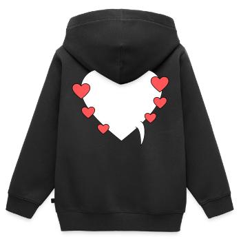 Bulle de dialogue avec des cœurs - Sweat Premium à capuche zippé enfant bio - noir - Dos - AI Model Kid Male (0cm)