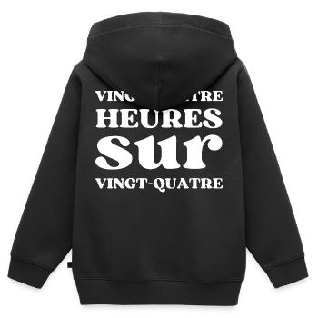 24 Heures sur 24 - Sweat Premium à capuche zippé enfant bio - noir - Dos - AI Model Kid Male (0cm)