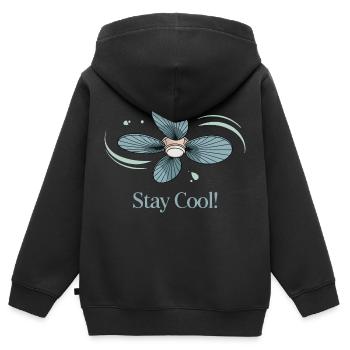 DECKENVENTILATOREN BLEIBEN KÜHL - Kinder Premium Organic Zip Hoodie - Schwarz - Hinten - AI Model Kid Male (0cm)