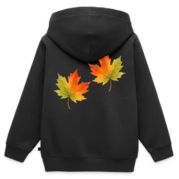 Feuille d’érable Feuille Aquarelle 2 - Sweat Premium à capuche zippé enfant bio - noir - Dos - AI Model Kid Male (0cm)