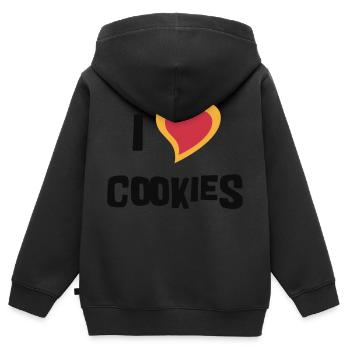 J'Aime les Biscuits - Sweat Premium à capuche zippé enfant bio - noir - Dos - AI Model Kid Male (0cm)