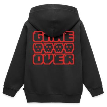game over - Sweat Premium à capuche zippé enfant bio - noir - Dos - AI Model Kid Male (0cm)