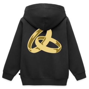 Anneaux - Sweat Premium à capuche zippé enfant bio - noir - Dos - AI Model Kid Male (0cm)