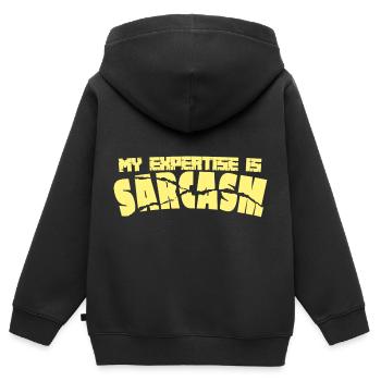 Sarcasm expert - Kids Premium Organic Zip-up Hoodie - black - Back - AI Model Kid Male (0cm)