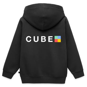 Cube Logo - Kinder Premium Organic Zip Hoodie - Schwarz - Hinten - AI Model Kid Male (0cm)
