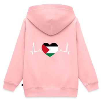 Gaza Palestine Drapeau palestinien - Sweat Premium à capuche zippé enfant bio - rose - Dos - AI Model Kid Female (0cm)