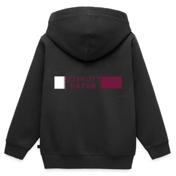 boykott katar,katar,flagge, wm,schrift - Kinder Premium Organic Zip Hoodie - Schwarz - Hinten - AI Model Kid Male (0cm)