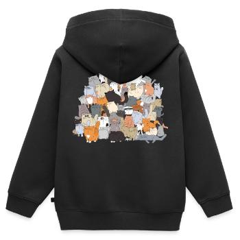 Un TAS de chats - Sweat Premium à capuche zippé enfant bio - noir - Dos - AI Model Kid Male (0cm)