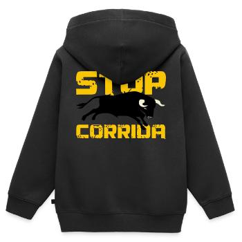 corrida - Kinder Premium Organic Zip Hoodie - Schwarz - Hinten - AI Model Kid Male (0cm)