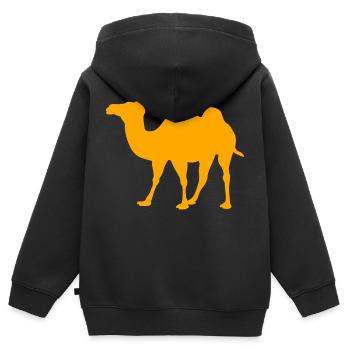 chameau - Kinder Premium Organic Zip Hoodie - Schwarz - Hinten - AI Model Kid Male (0cm)