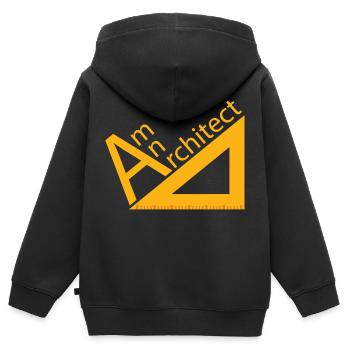 Architecte / Architecture: suis architecte - Sweat Premium à capuche zippé enfant bio - noir - Dos - AI Model Kid Male (0cm)