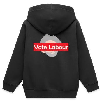 Vote Labor / Jeremy Corbyn - Sweat Premium à capuche zippé enfant bio - noir - Dos - AI Model Kid Male (0cm)
