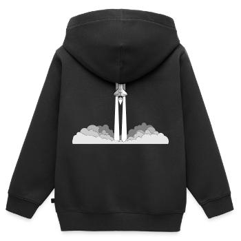 Space Shuttle Launch - Kinder Premium Organic Zip Hoodie - Schwarz - Hinten - AI Model Kid Male (0cm)