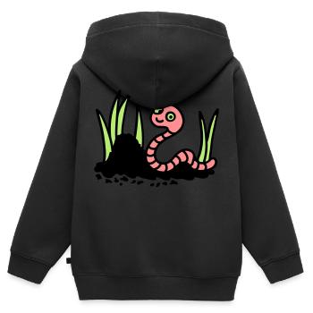 Regenwurm Erde - 3 - Kinder Premium Organic Zip Hoodie - Schwarz - Hinten - AI Model Kid Male (0cm)