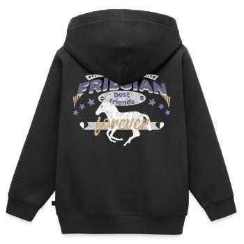 Frison race Frison meilleurs amis de BFF - Sweat Premium à capuche zippé enfant bio - noir - Dos - AI Model Kid Male (0cm)