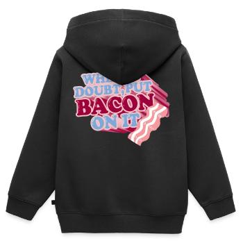 En cas de doute, mettez BACON dessus - Sweat Premium à capuche zippé enfant bio - noir - Dos - AI Model Kid Male (0cm)