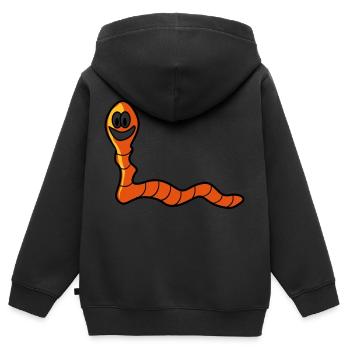 Regenwurm Wurm - Kinder Premium Organic Zip Hoodie - Schwarz - Hinten - AI Model Kid Male (0cm)
