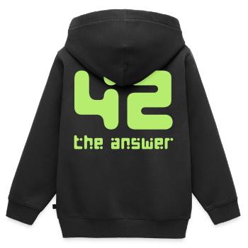 42, the Answer Antwort Galaxis Science Fiction UFO - Kinder Premium Organic Zip Hoodie - Schwarz - Hinten - AI Model Kid Male (0cm)