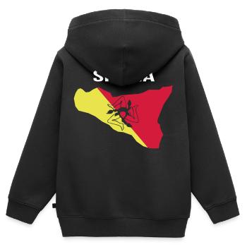 SICILIA sicilian Sizilien Siciliana italy - Kinder Premium Organic Zip Hoodie - Schwarz - Hinten - AI Model Kid Male (0cm)