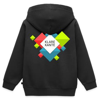 Bord clair - Sweat Premium à capuche zippé enfant bio - noir - Dos - AI Model Kid Male (0cm)
