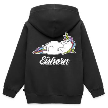 iceHorn - Sweat Premium à capuche zippé enfant bio - noir - Dos - AI Model Kid Male (0cm)