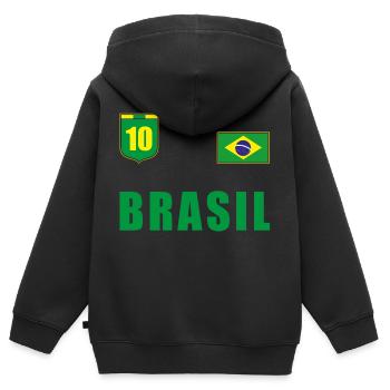 Brasilien Fussball T-Shirt Trikot Fanshirt Fans - Kinder Premium Organic Zip Hoodie - Schwarz - Hinten - AI Model Kid Male (0cm)