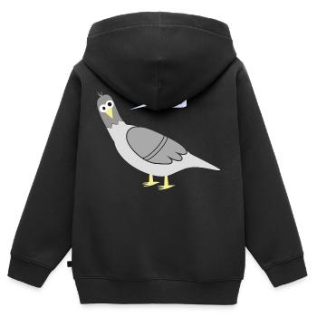 Stadttauben GURU - Kinder Premium Organic Zip Hoodie - Schwarz - Hinten - AI Model Kid Male (0cm)