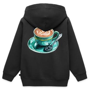 Latte Macchiato - Sweat Premium à capuche zippé enfant bio - noir - Dos - AI Model Kid Male (0cm)