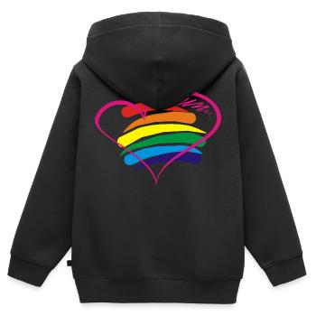 Pride - Kinder Premium Organic Zip Hoodie - Schwarz - Hinten - AI Model Kid Male (0cm)