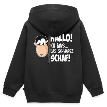 Das schwarze Schaf - Kinder Premium Organic Zip Hoodie - Schwarz - Hinten - AI Model Kid Male (0cm)