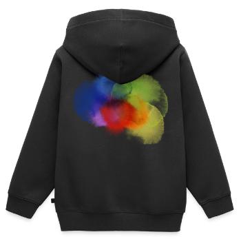 Farbklecks - Kinder Premium Organic Zip Hoodie - Schwarz - Hinten - AI Model Kid Male (0cm)