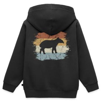 Vintage Retro Tapir Schabrackentapir 60er Geschenk - Kinder Premium Organic Zip Hoodie - Schwarz - Hinten - AI Model Kid Male (0cm)