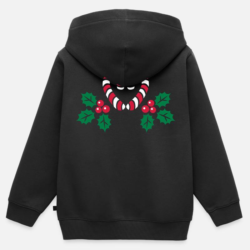 Candy Cane - Kids Premium Organic Zip-up Hoodie - black