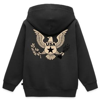 usa Armee 2 - Kinder Premium Organic Zip Hoodie - Schwarz - Hinten - AI Model Kid Male (0cm)