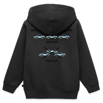 Anleitung richtig einparken - Kinder Premium Organic Zip Hoodie - Schwarz - Hinten - AI Model Kid Male (0cm)