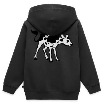 Kalb - Kinder Premium Organic Zip Hoodie - Schwarz - Hinten - AI Model Kid Male (0cm)