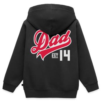 Dad Established 2014 2 color - Sweat Premium à capuche zippé enfant bio - noir - Dos - AI Model Kid Male (0cm)