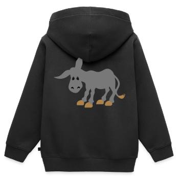 esel - Kinder Premium Organic Zip Hoodie - Schwarz - Hinten - AI Model Kid Male (0cm)