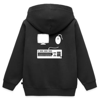 Computer set - Kinder Premium Organic Zip Hoodie - Schwarz - Hinten - AI Model Kid Male (0cm)